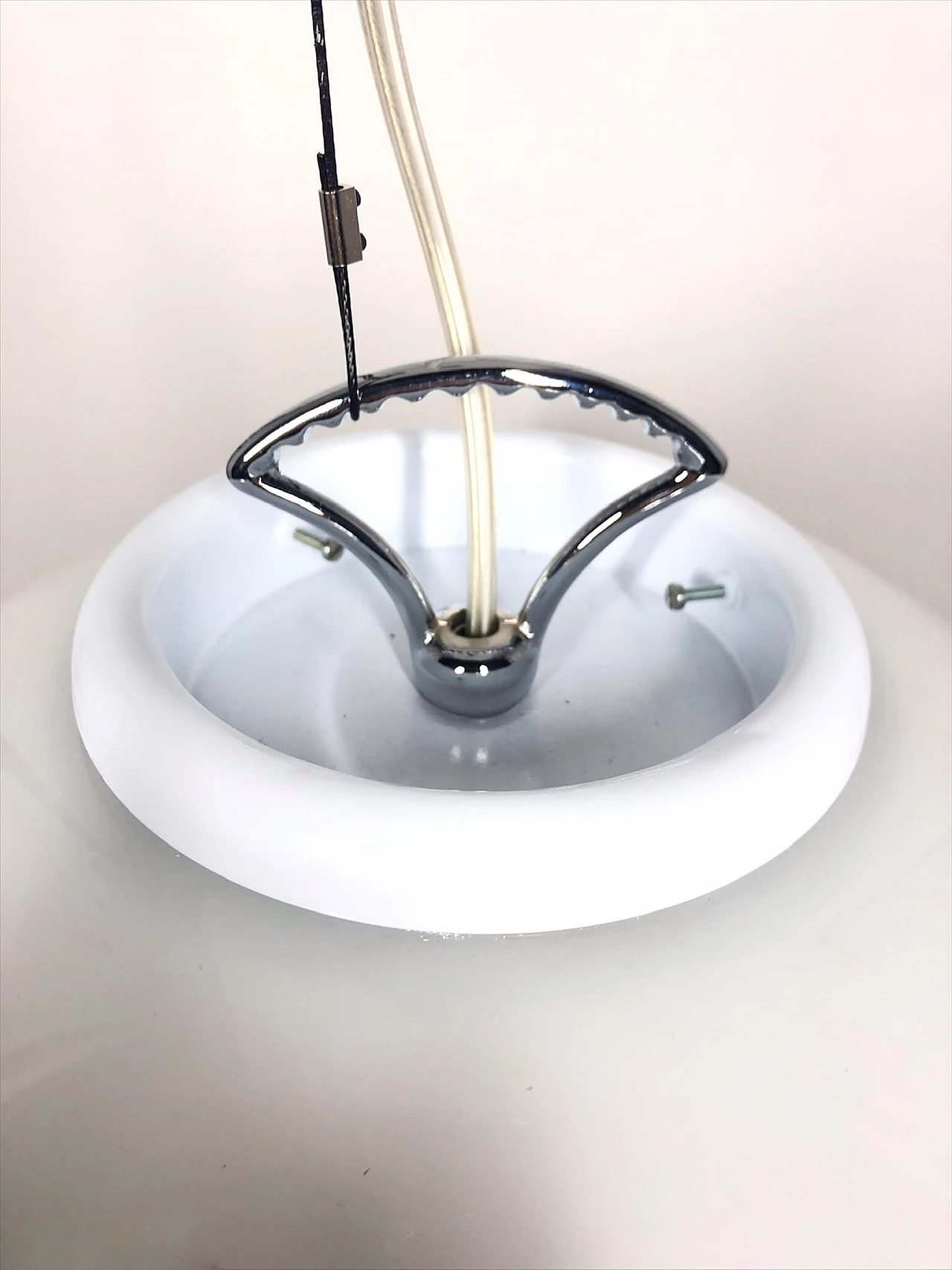 Lampada a sospensione bianca in vetro di Murano di De Majo, anni '70 1380220