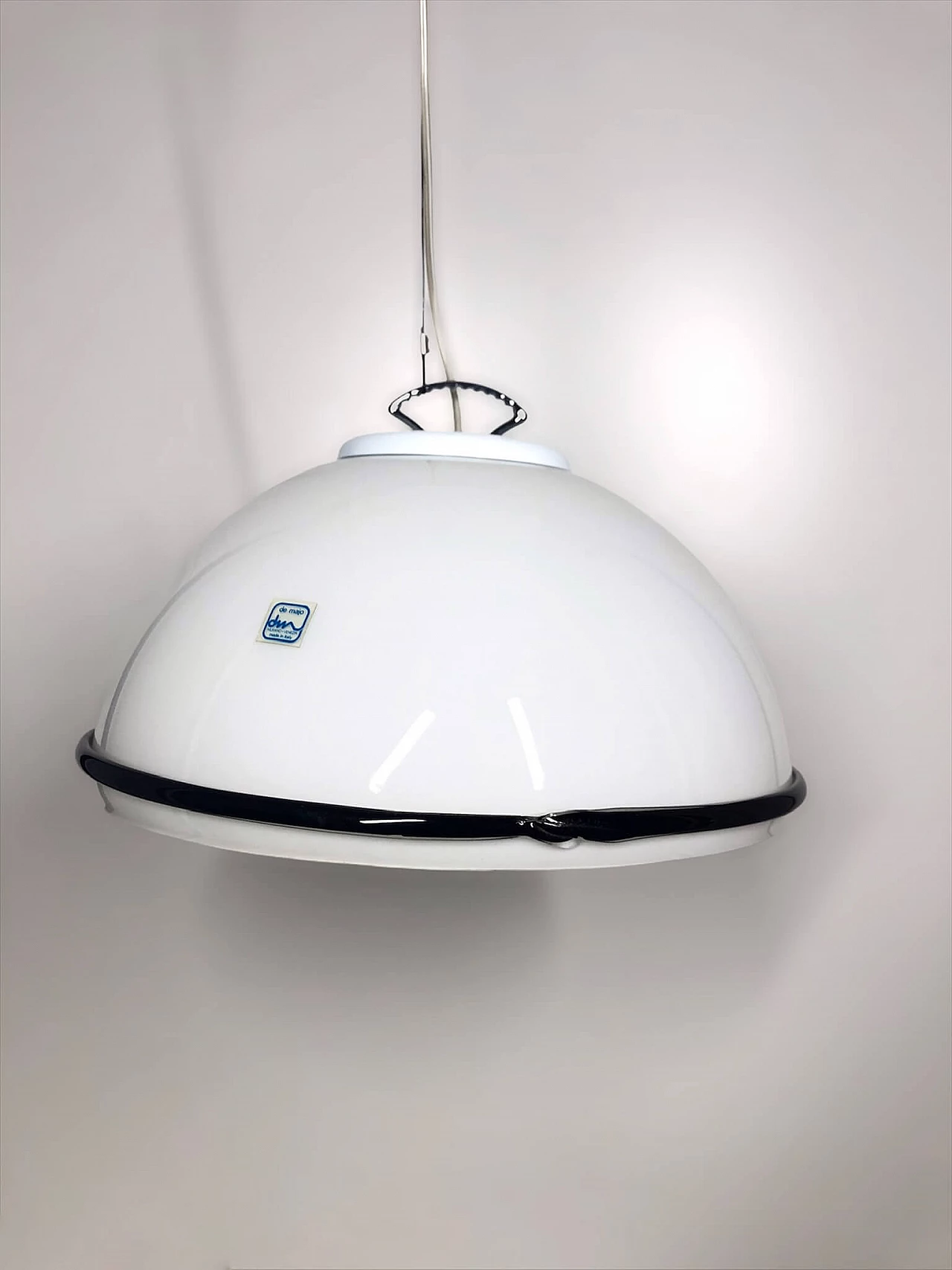 Lampada a sospensione bianca in vetro di Murano di De Majo, anni '70 1380221