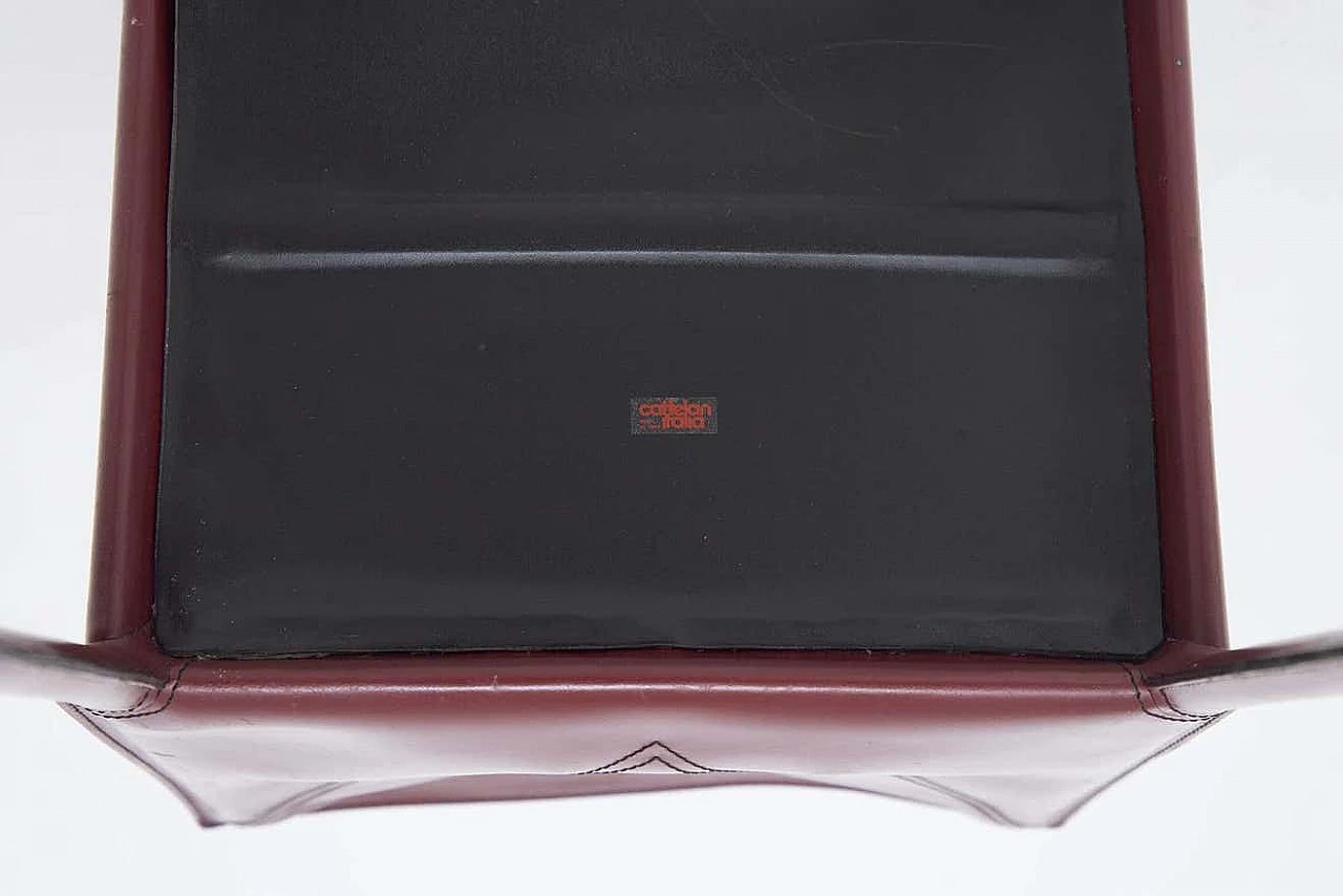 6 sedie da tavolo in pelle bordeaux per Cattelan Italia, anni '80 1380234
