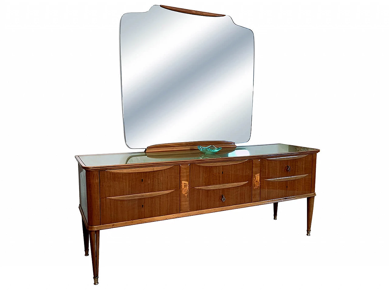 Italian Mid Century Inlaid Chest of Drawers with Mirror by Paolo Buffa, 1950s 1380276