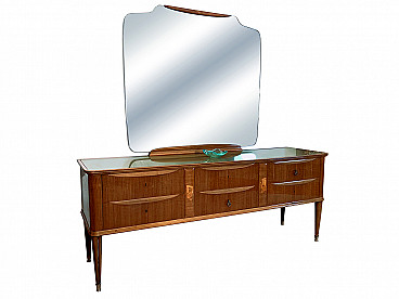 Italian Mid Century Inlaid Chest of Drawers with Mirror by Paolo Buffa, 1950s