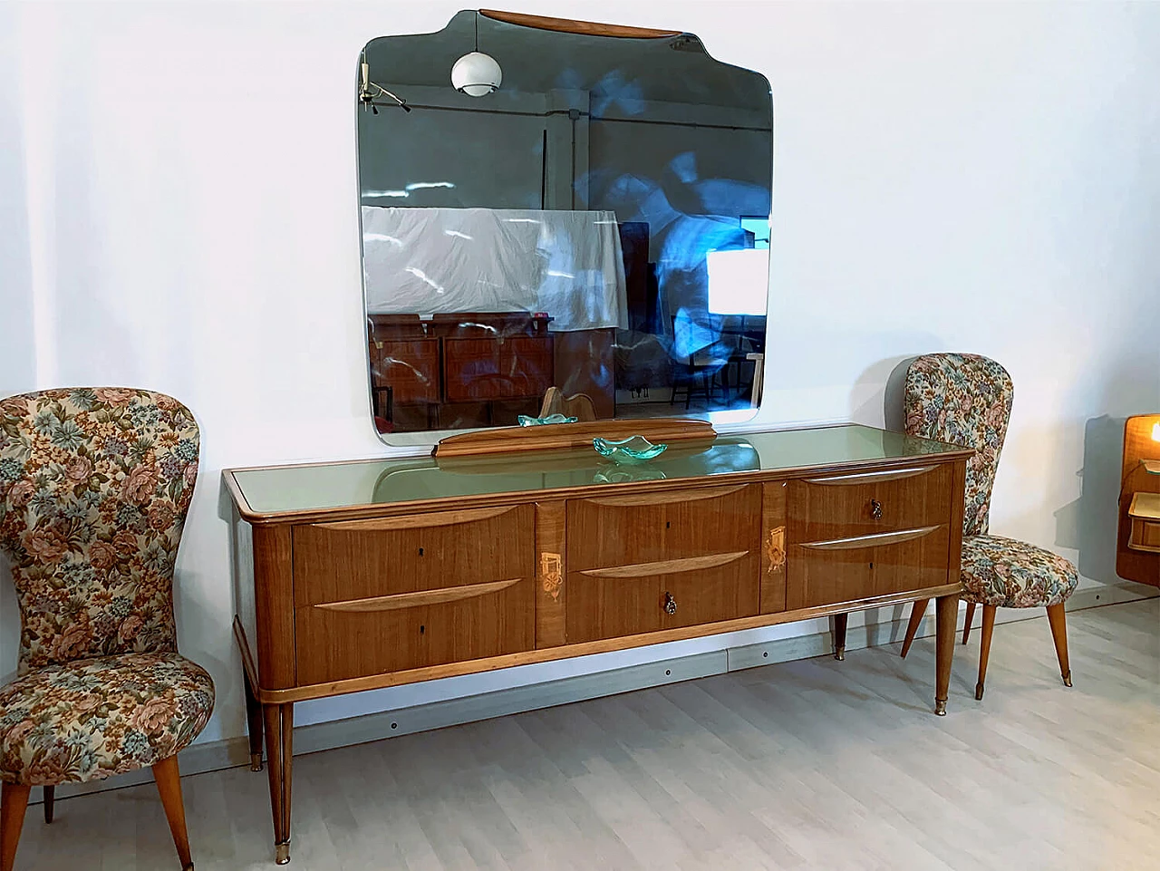 Italian Mid Century Inlaid Chest of Drawers with Mirror by Paolo Buffa, 1950s 1380278