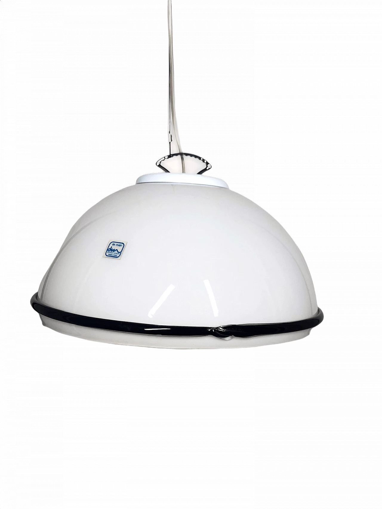 Lampada a sospensione bianca in vetro di Murano di De Majo, anni '70 1380360