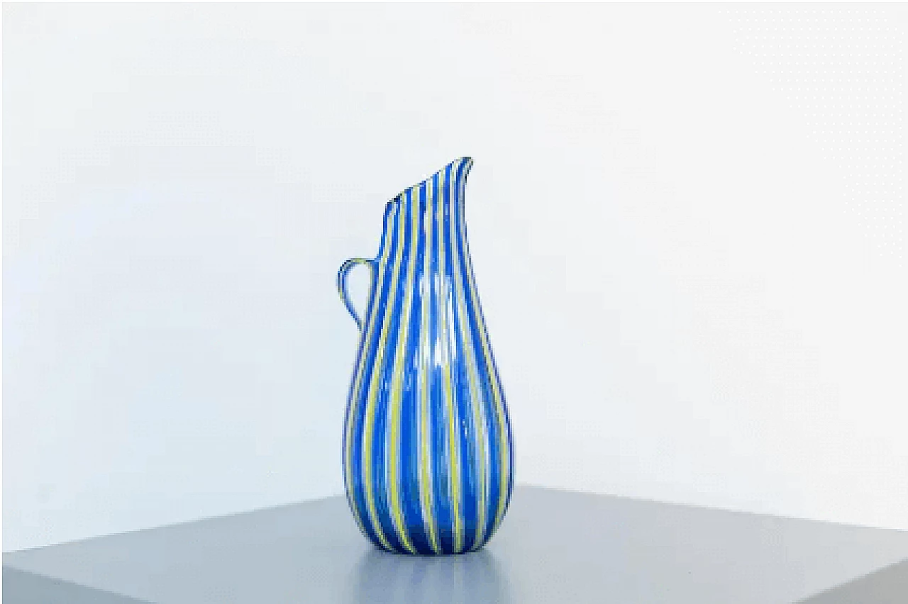 工芸品 Murano Glass Vase (Blue & Yellow) Yellow and blue Murano glass vase attributed to the Venini