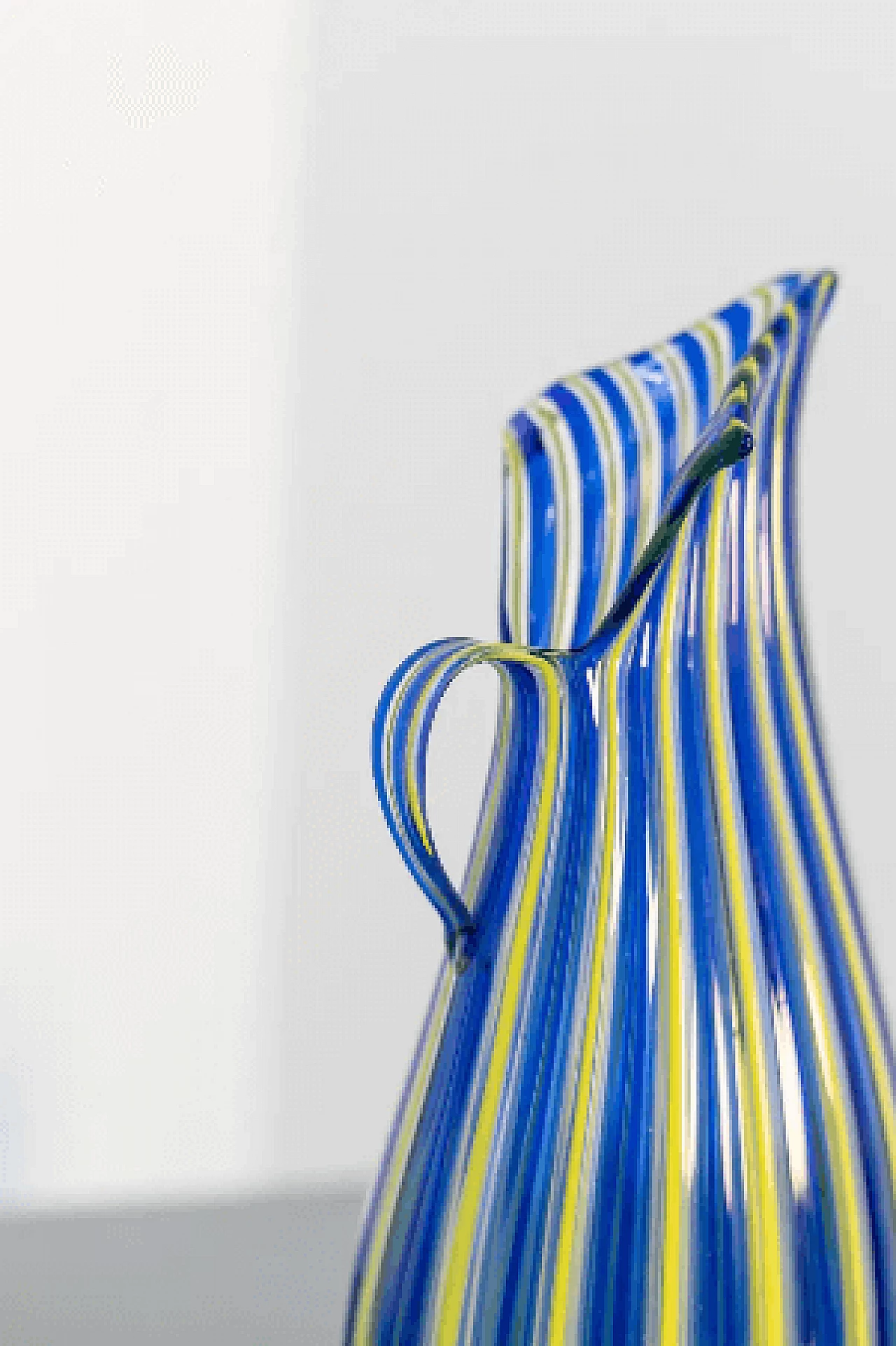 Yellow and blue Murano glass vase attributed to the Venini