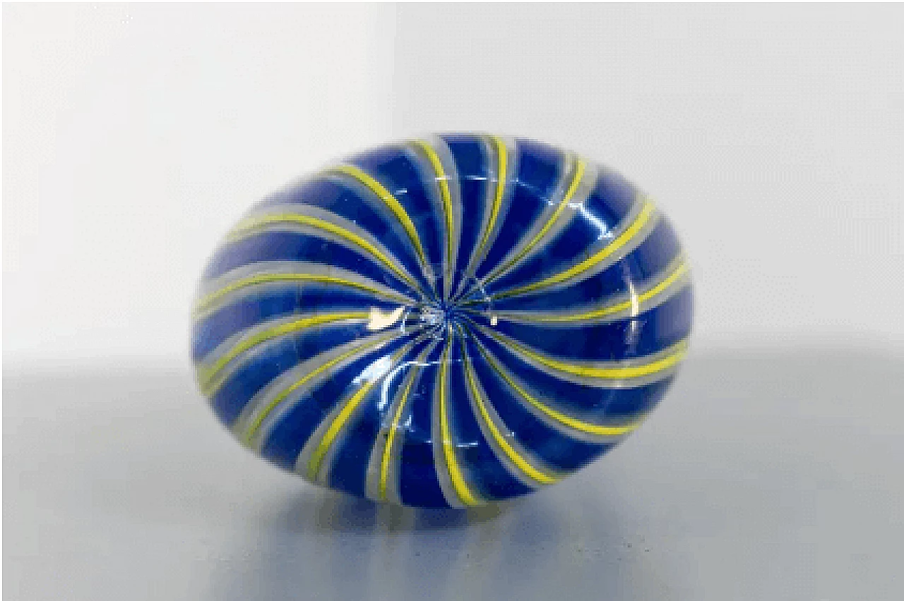 Yellow and blue Murano glass vase attributed to the Venini