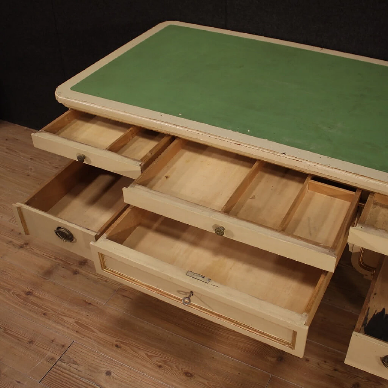 Desk with 6 lacquered and painted drawers, 1930s 1380514