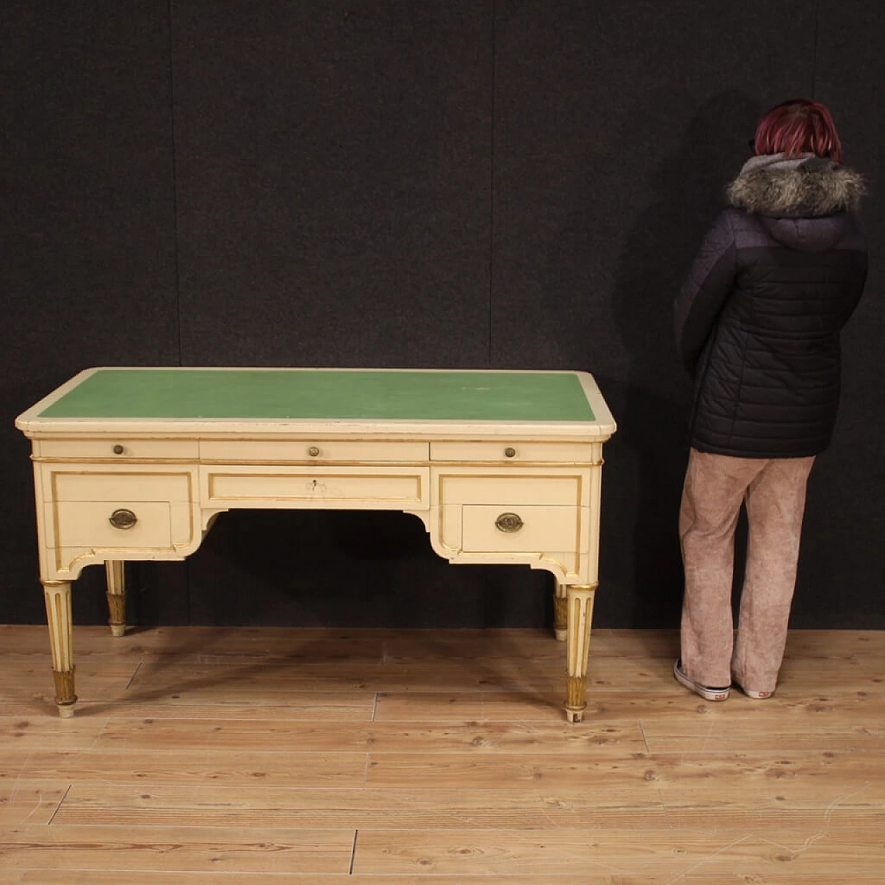 Desk with 6 lacquered and painted drawers, 1930s 1380518