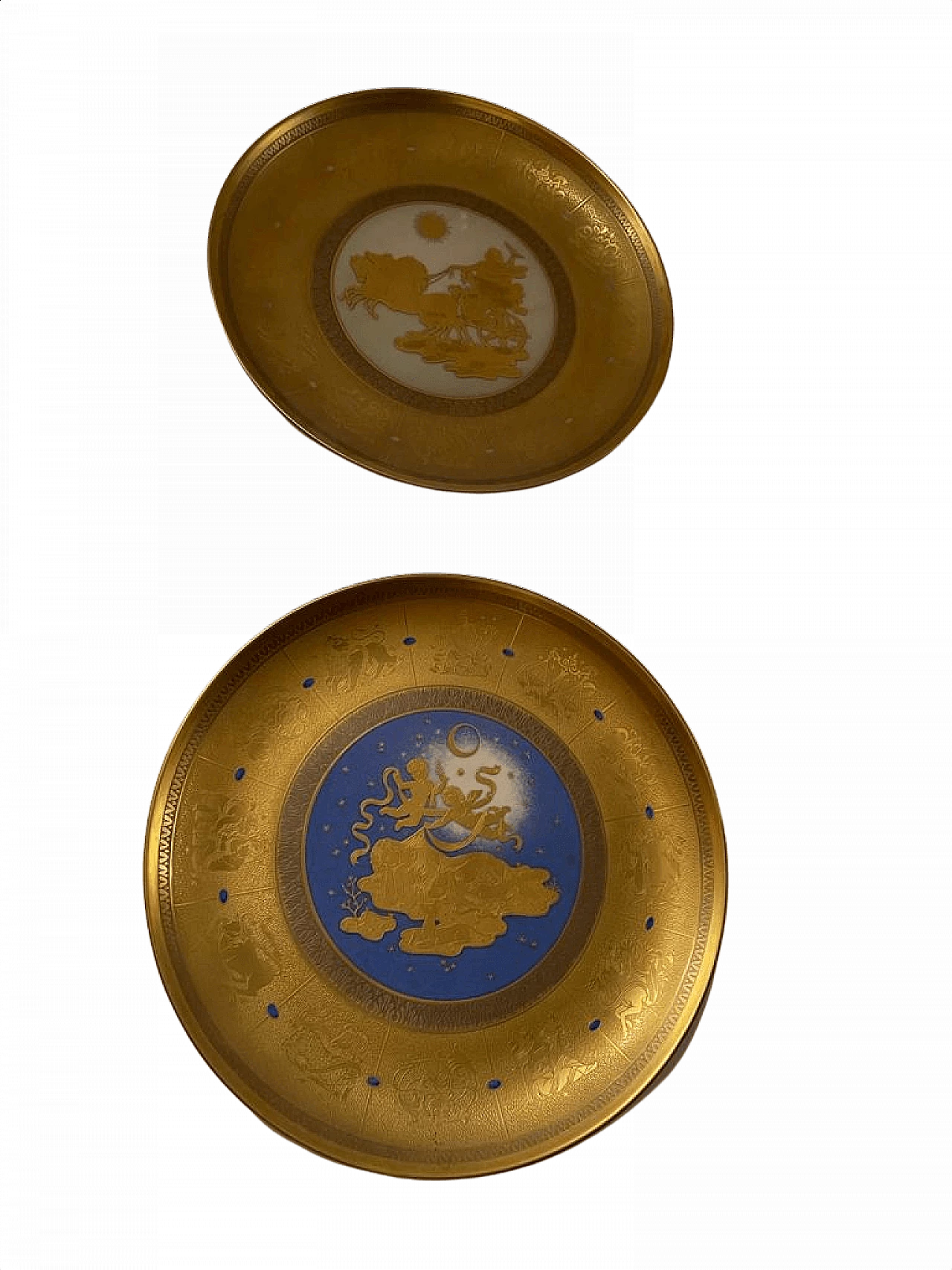 Pair of porcelain dishes Night and Day by Arte Morbelli, 1970s 1380703