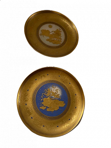 Pair of porcelain dishes Night and Day by Arte Morbelli, 1970s