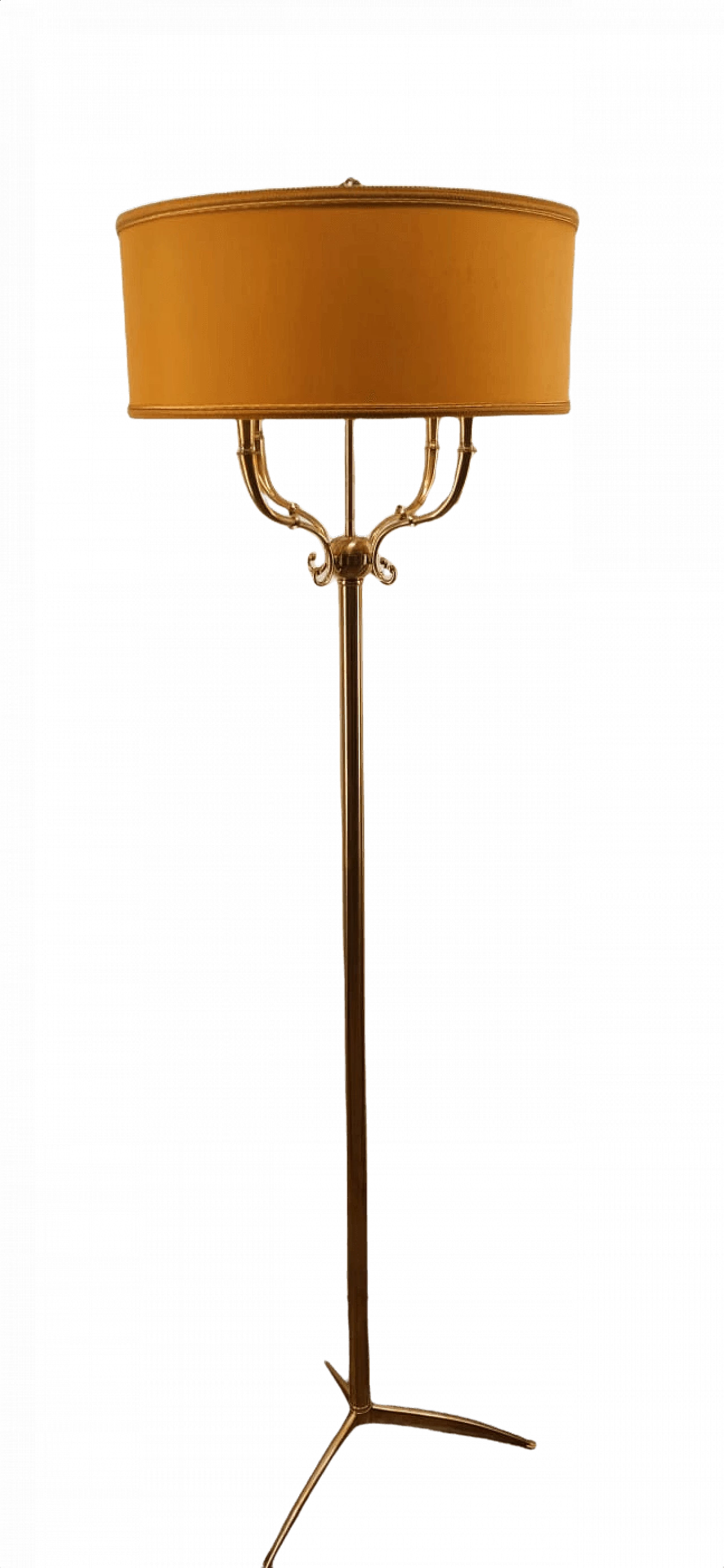 Lampada da terra in ottone con 4 luci, anni '50 1381180