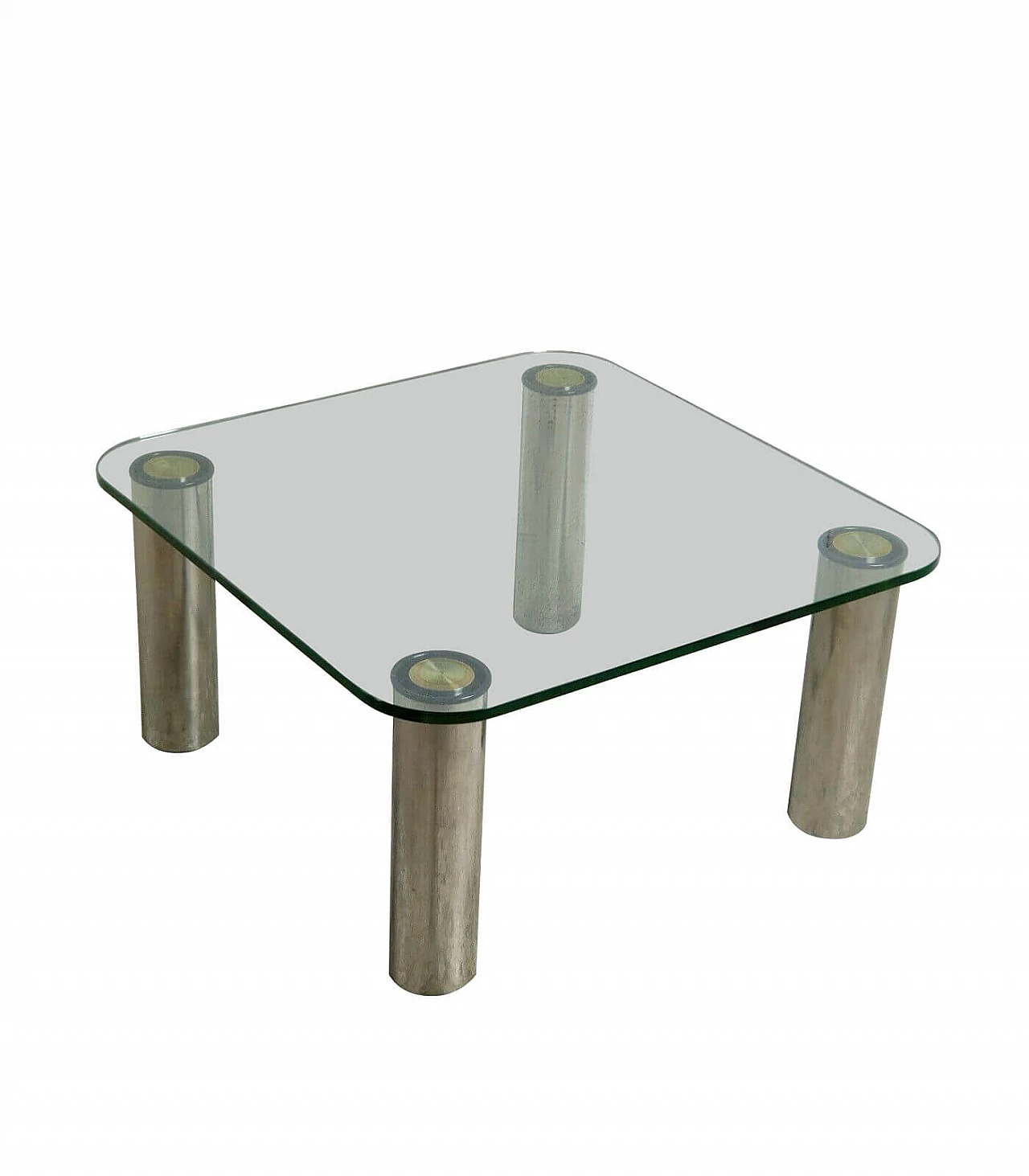 Tavolino Marcuso in vetro e acciaio di Marco Zanuso per Zanotta