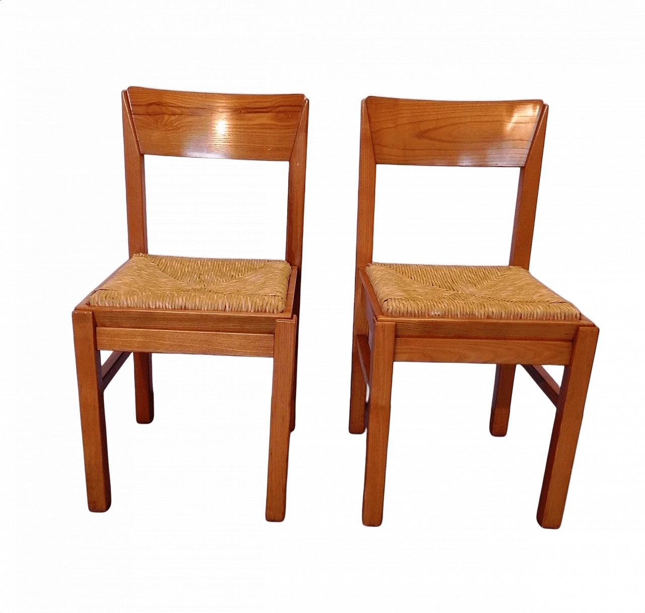 Pair of kitchen chairs in solid lime wood, 1980s 1381234