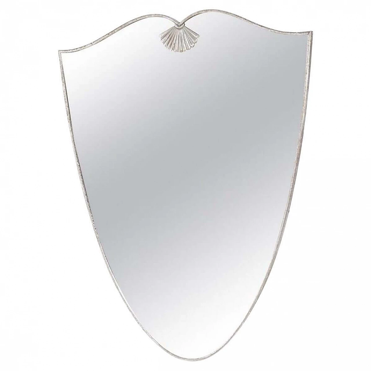 Nickel plated brass mirror with heart shape, 1940s 1381253