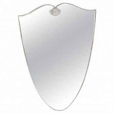 Nickel plated brass mirror with heart shape, 1940s