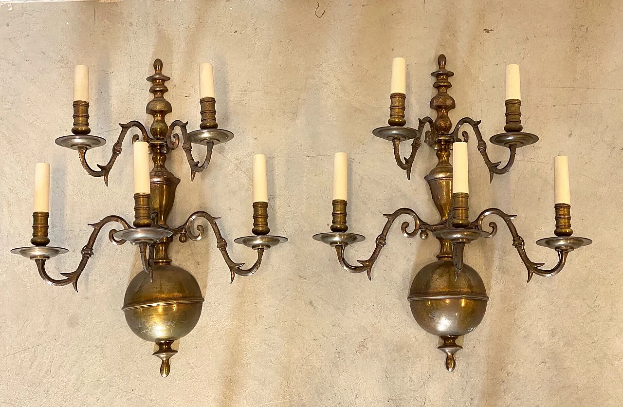 Pair of wall lamps in Flemish style, 40s 1381275
