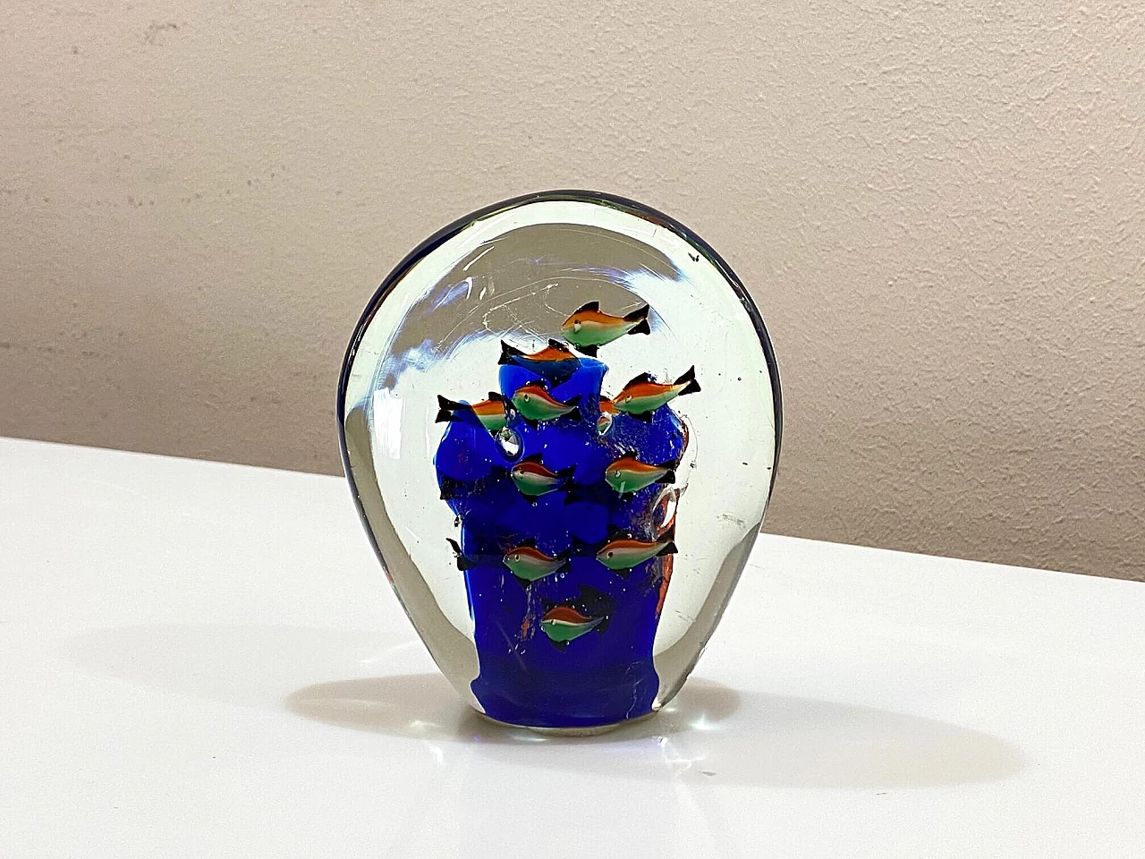 Murano glass paperweight with aquarium, 1960s 1381307