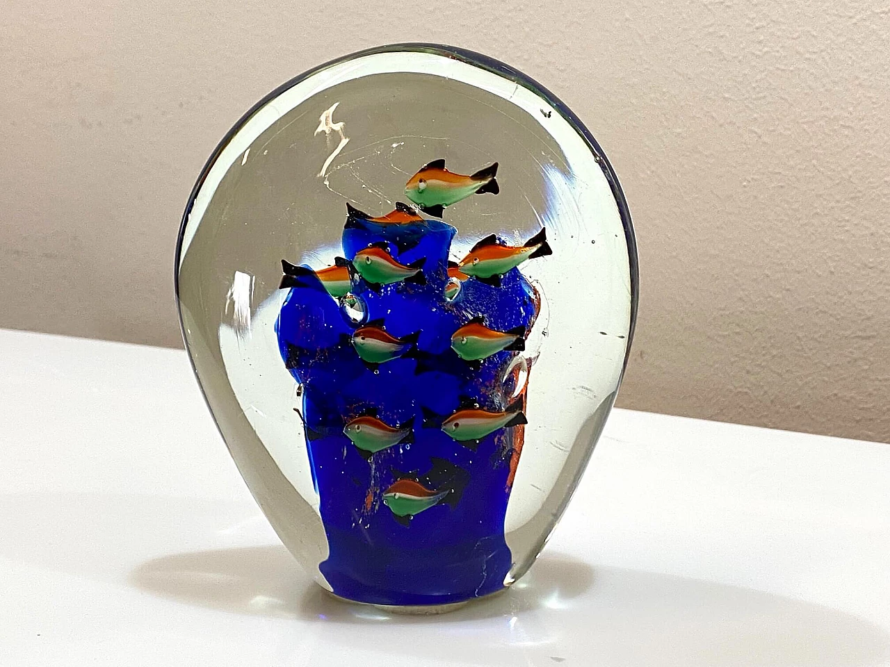 Murano glass paperweight with aquarium, 1960s 1381308