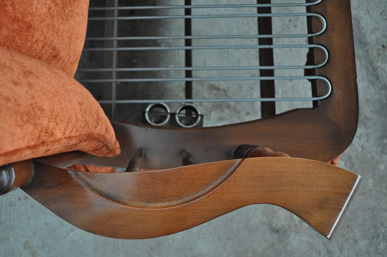 Coppia di poltrone e divano con dondolo in faggio e ciniglia, anni '70 1381320