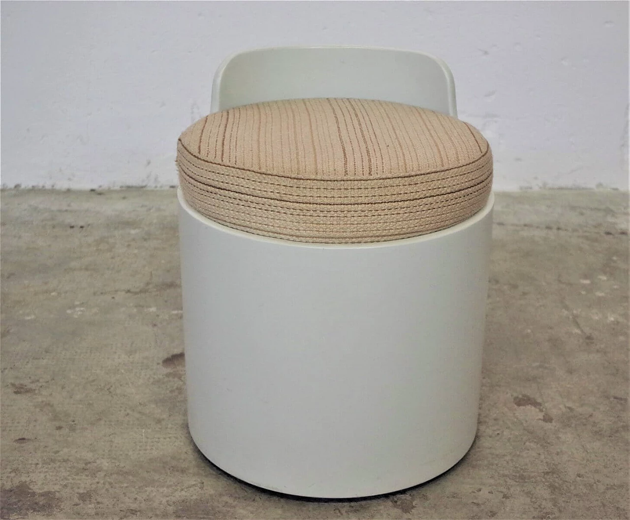 Pouf in wood and fabric, 70s 1381409