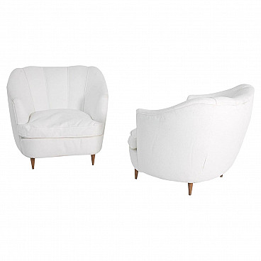 Pair of white armchairs  for Casa e Giardino by Gio Ponti, 1940s