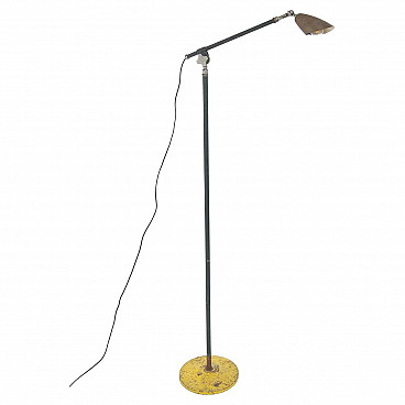 Adjustable floor lamp with brass shade, 1930s
