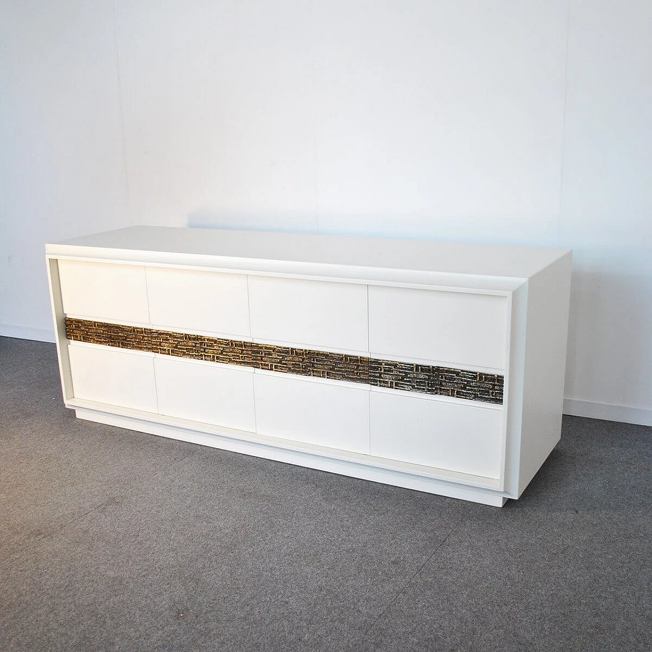Ivory-painted walnut sideboard by Luciano Frigerio, 1970s 1381567