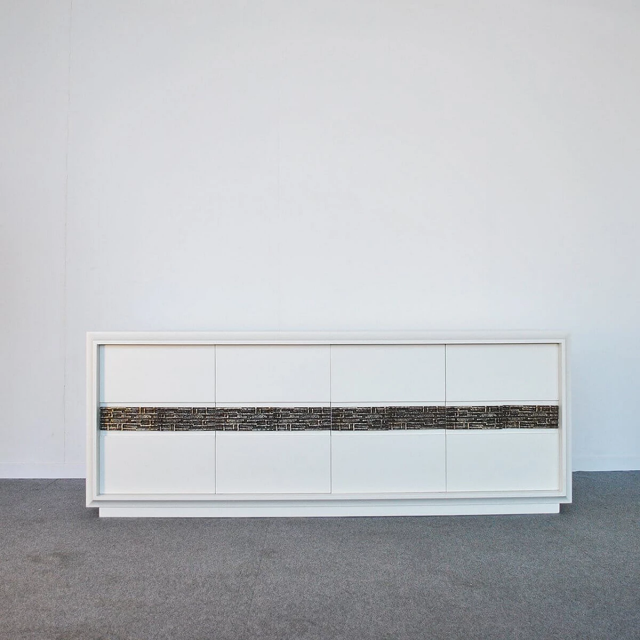 Ivory-painted walnut sideboard by Luciano Frigerio, 1970s 1381572