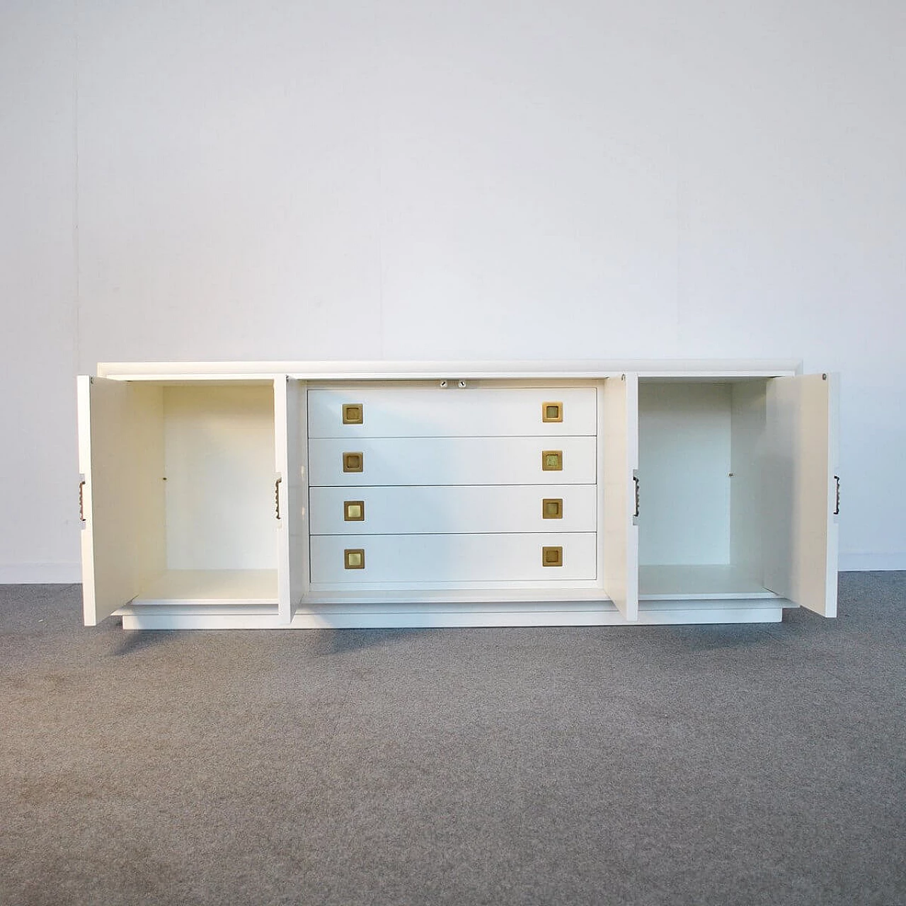 Ivory-painted walnut sideboard by Luciano Frigerio, 1970s 1381573