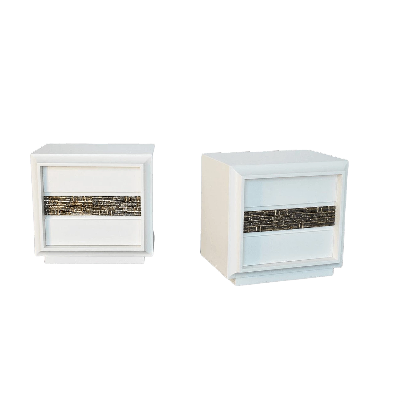 Pair of white lacquered wooden bedside tables by Luciano Frigerio, 1970s 1381608