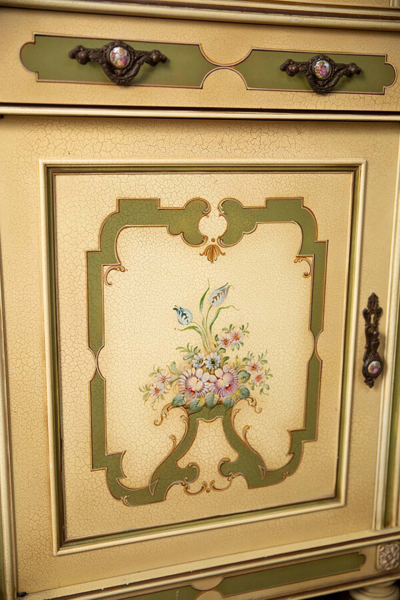 Cristalliera veneziana in legno laccato e dipinto, anni '60 1381610