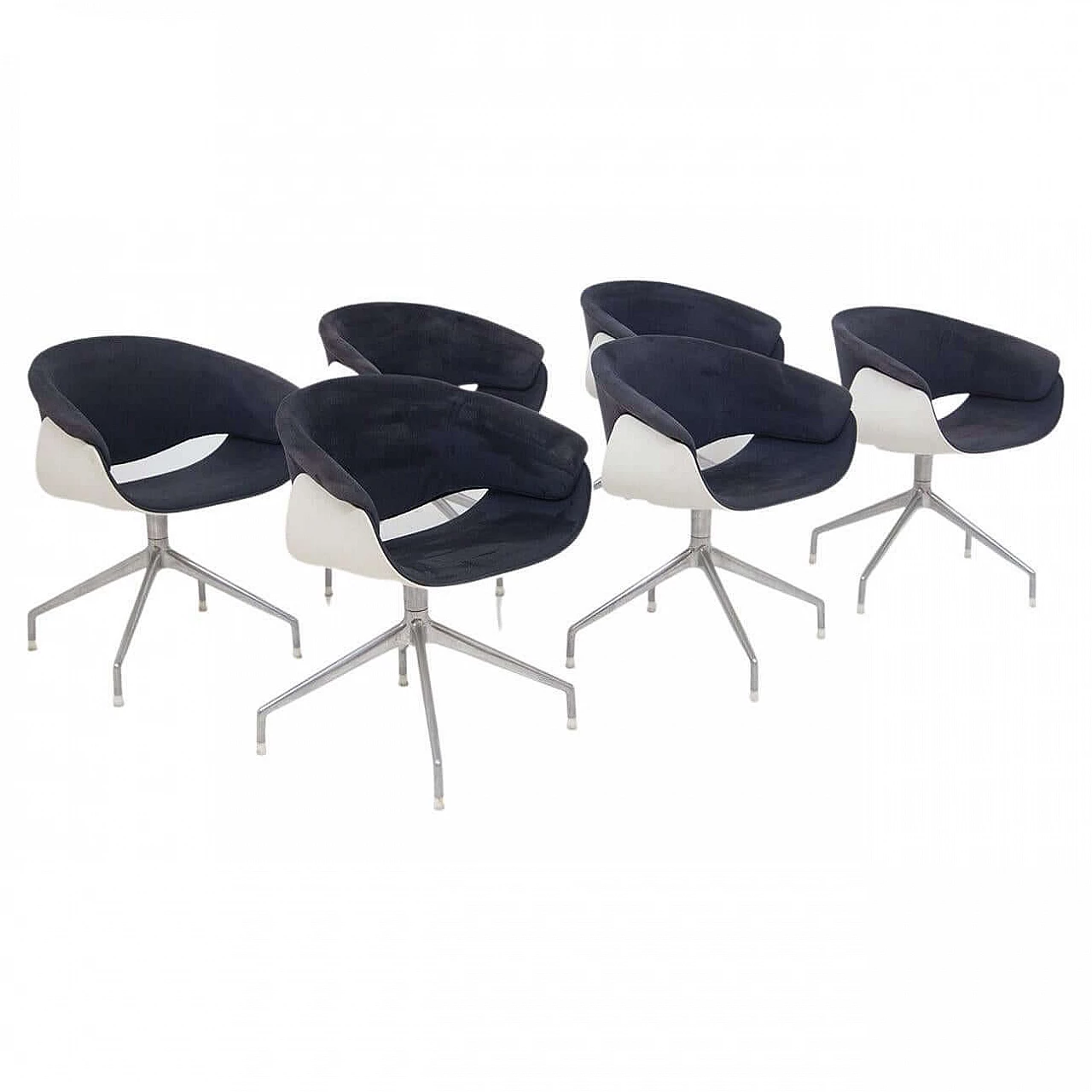 Sina chairs by Uwe Fischer for B&B Italia in blue and white, 1990s 1381633