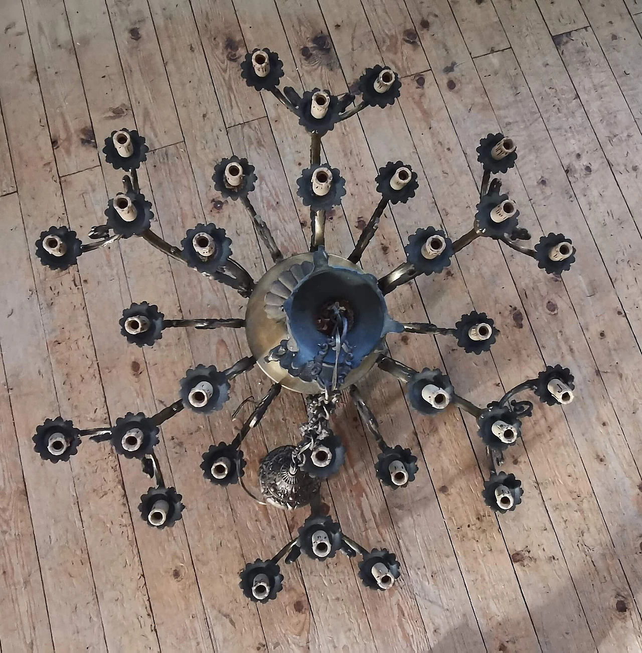 Lampadario da soffitto in ottone, anni '80 1381655