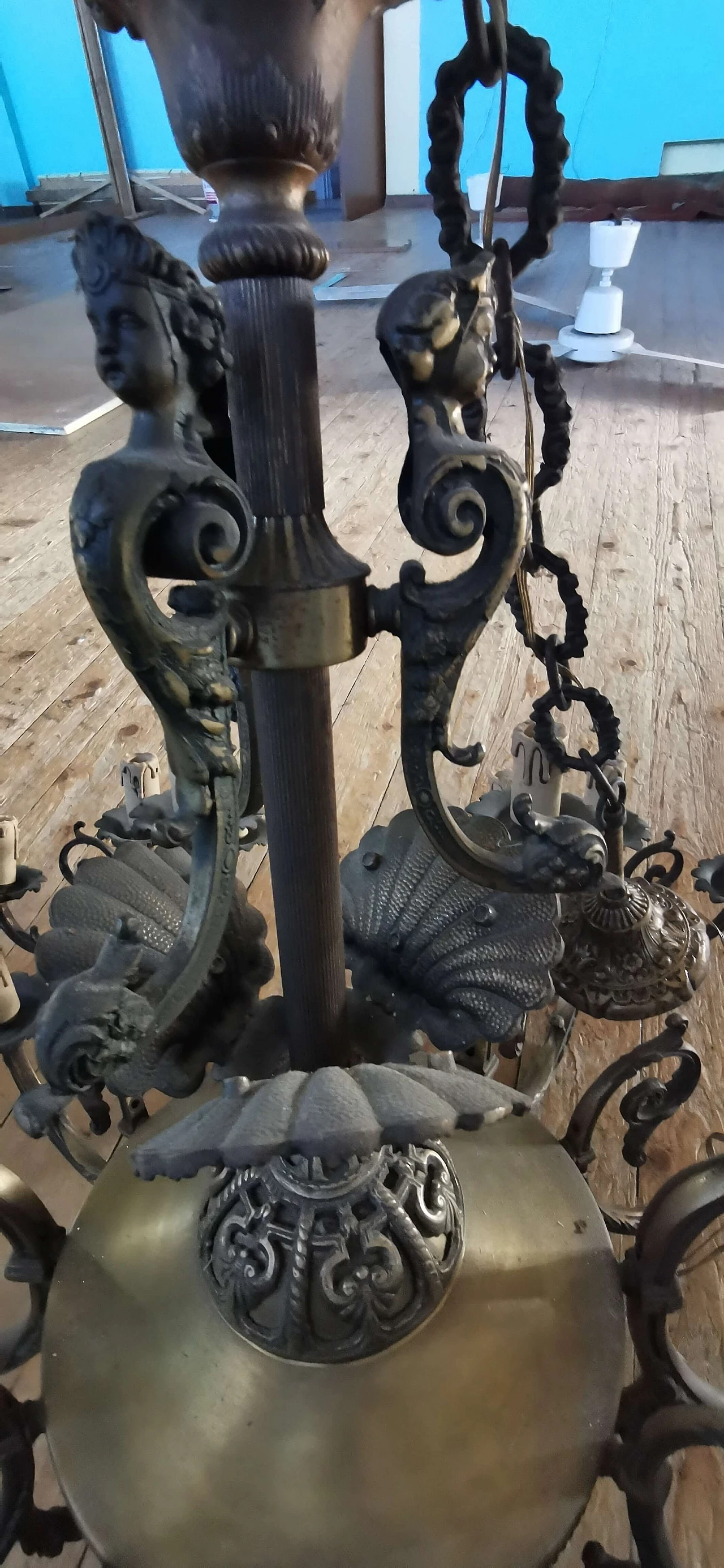 Lampadario da soffitto in ottone, anni '80 1381659