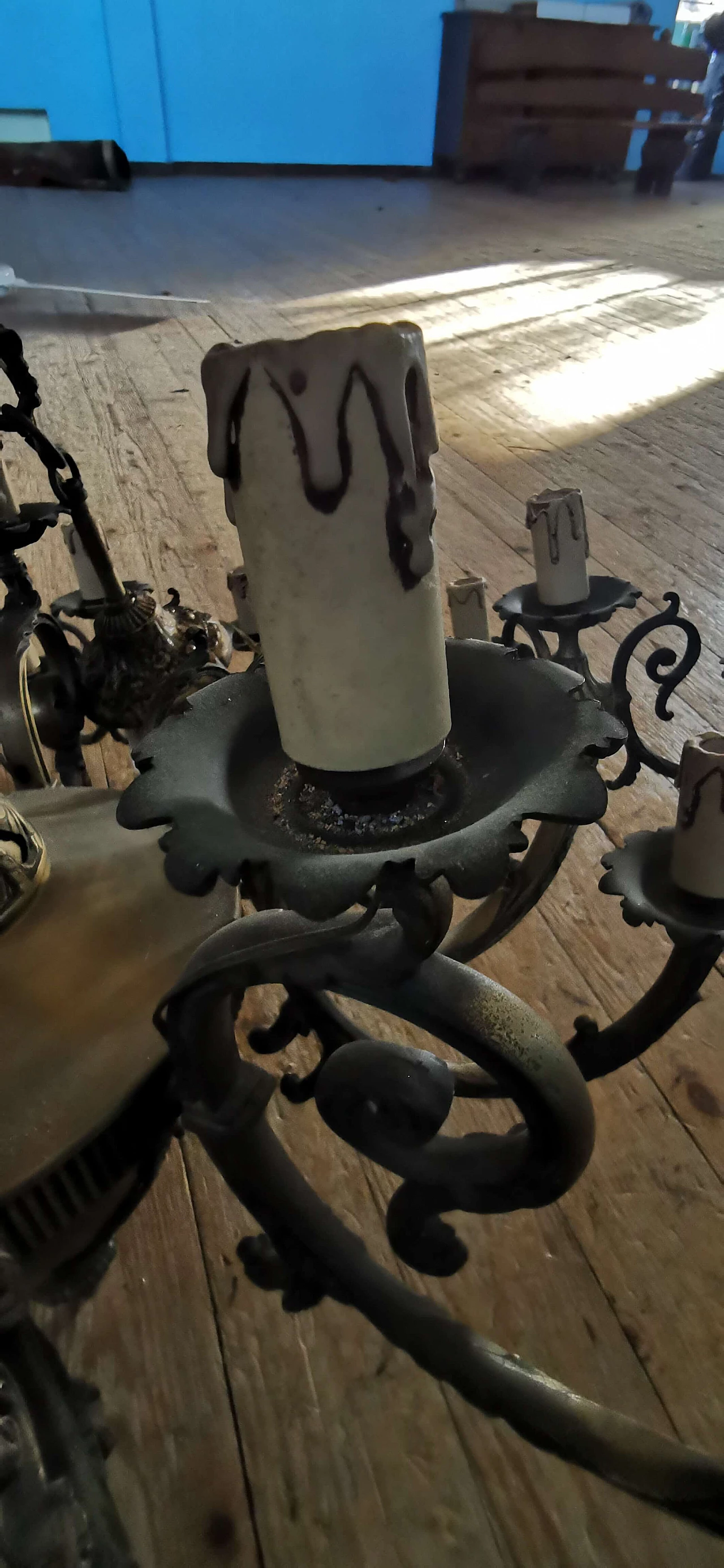 Lampadario da soffitto in ottone, anni '80 1381661