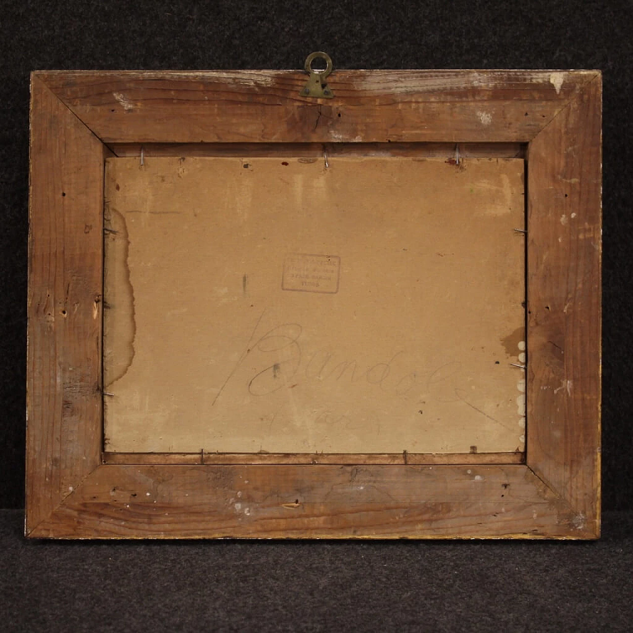 Cliff with boats, French oil painting on cardboard, early 20th century 1381846