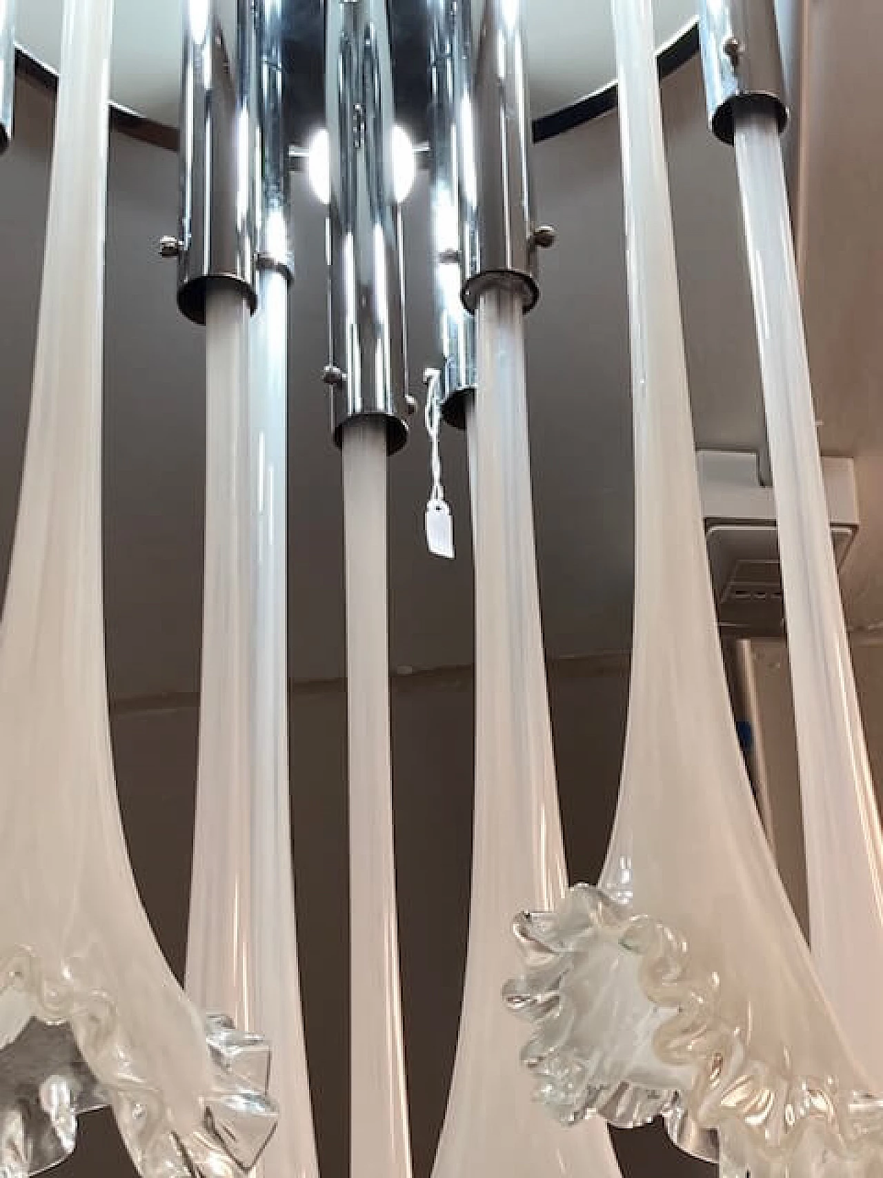 Lampadario in vetro di Murano e metallo di Venini, anni '70 1381852