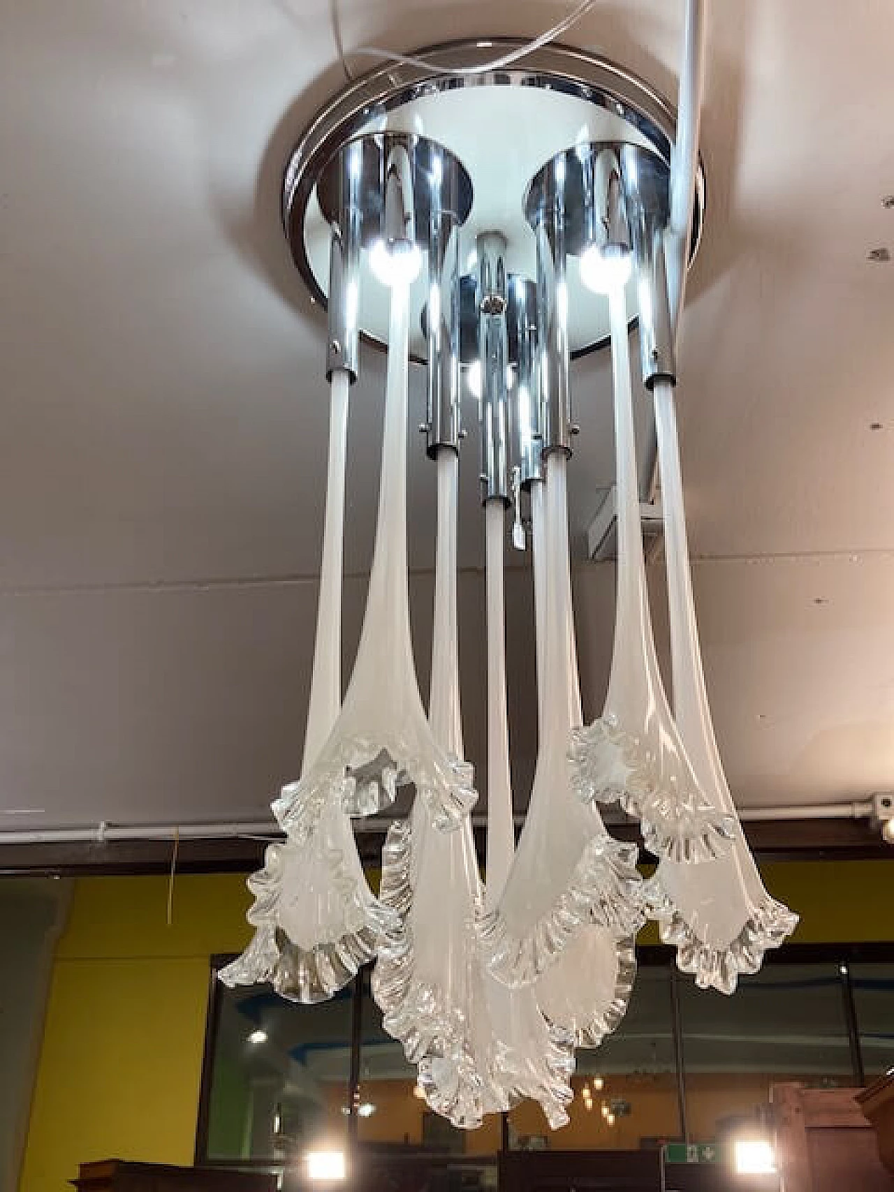 Lampadario in vetro di Murano e metallo di Venini, anni '70 1381853