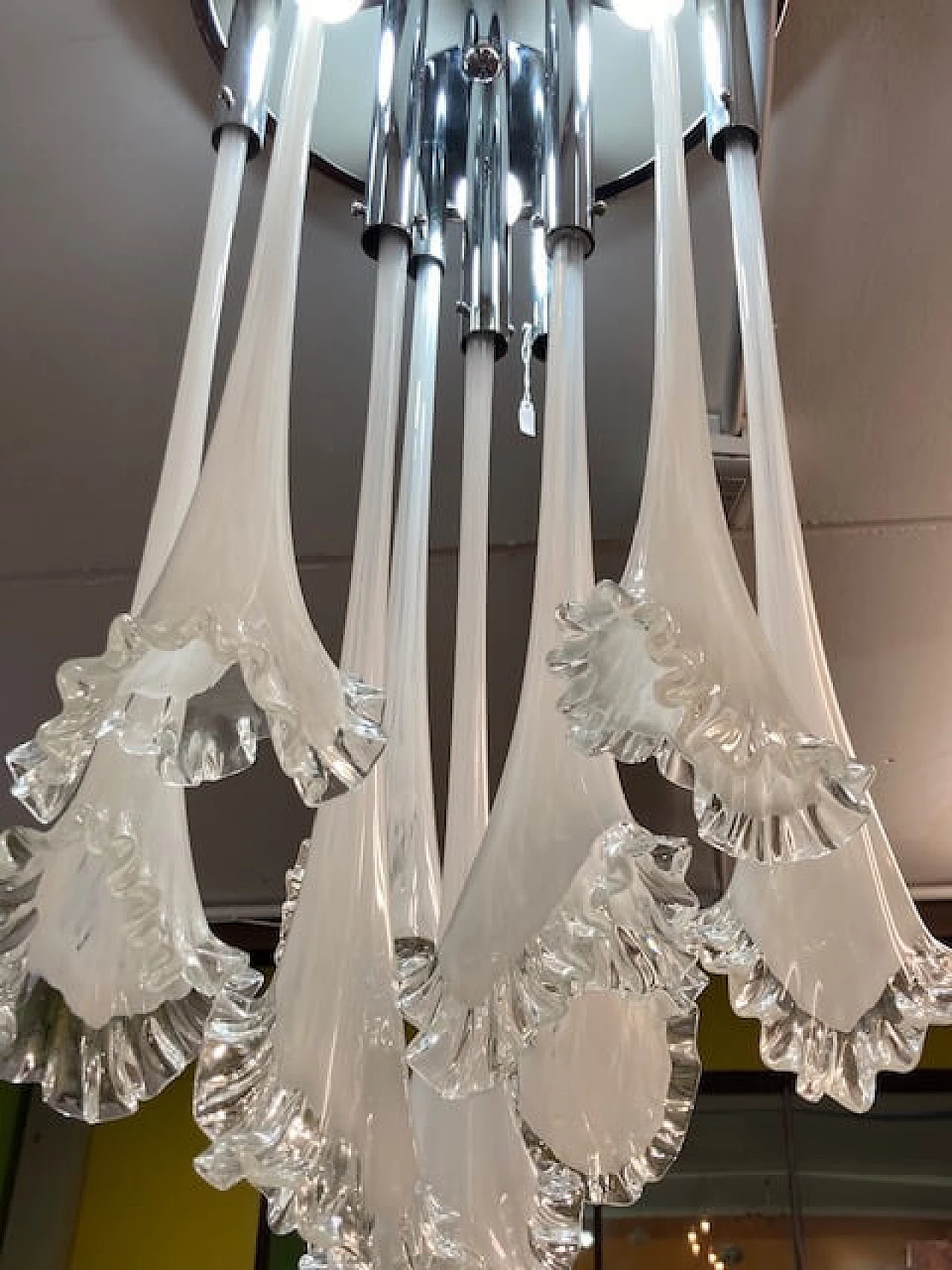 Lampadario in vetro di Murano e metallo di Venini, anni '70 1381854