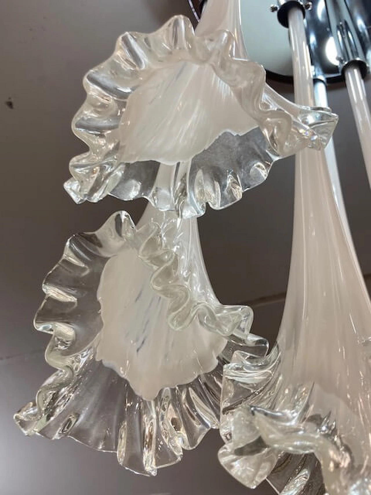 Lampadario in vetro di Murano e metallo di Venini, anni '70 1381855