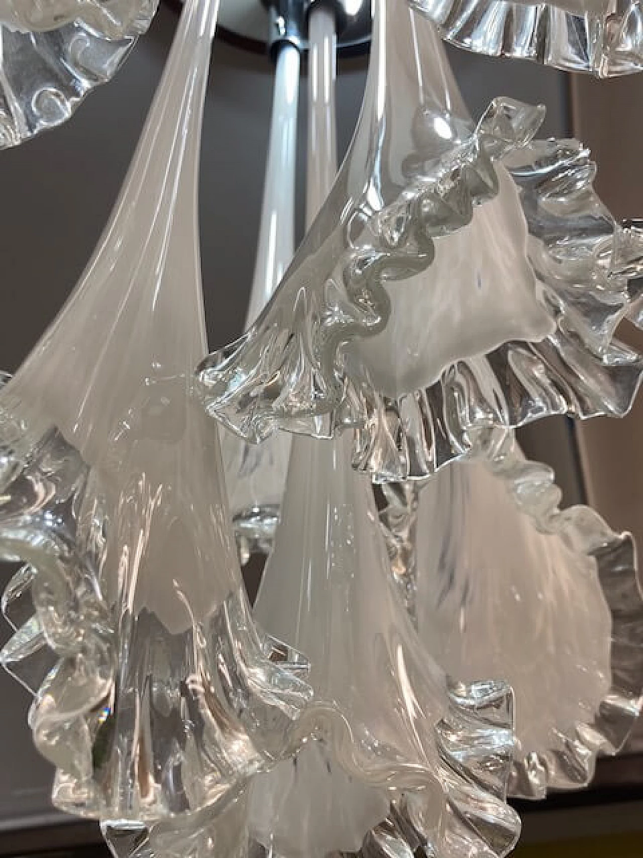 Lampadario in vetro di Murano e metallo di Venini, anni '70 1381856