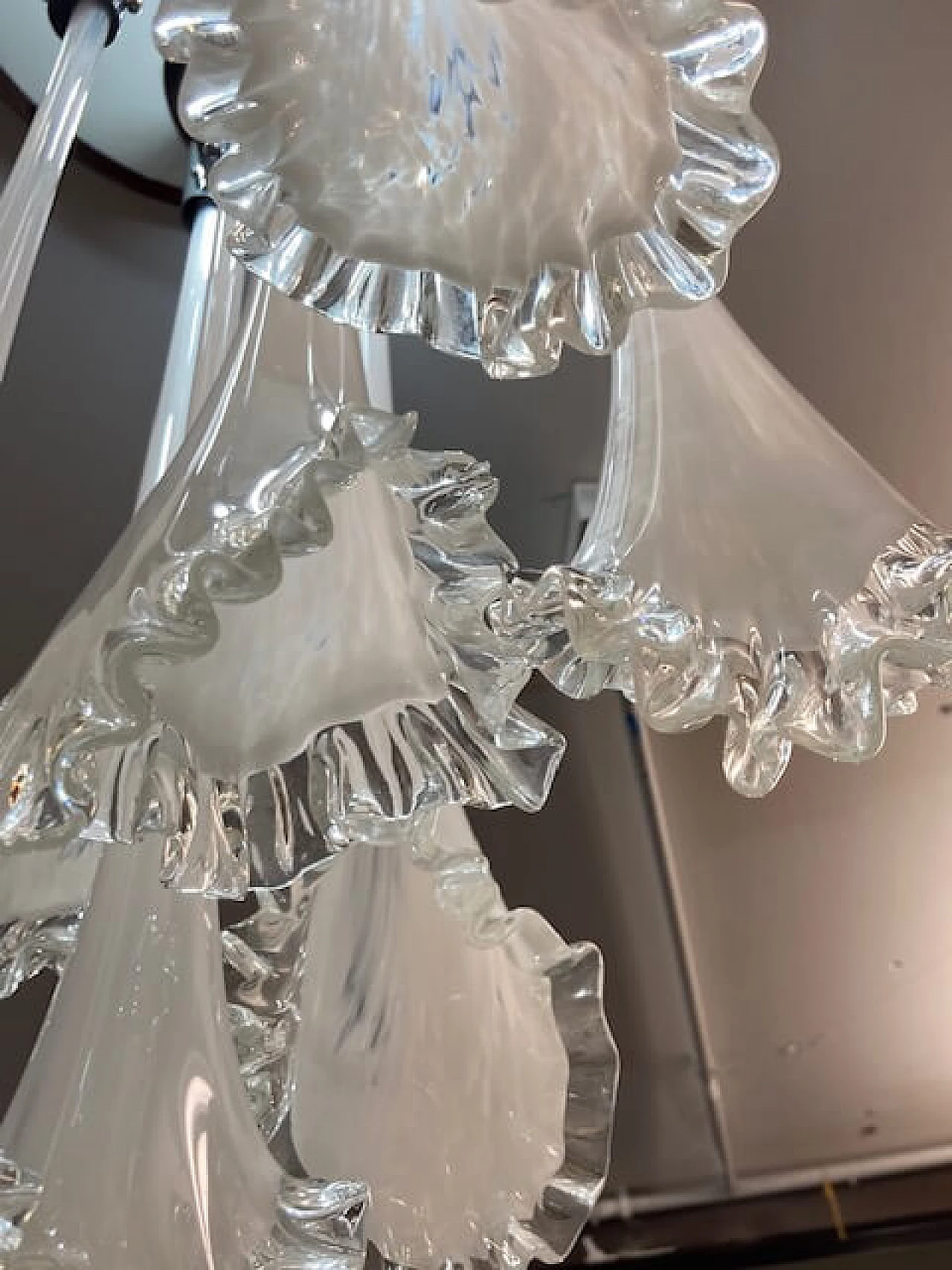 Lampadario in vetro di Murano e metallo di Venini, anni '70 1381857