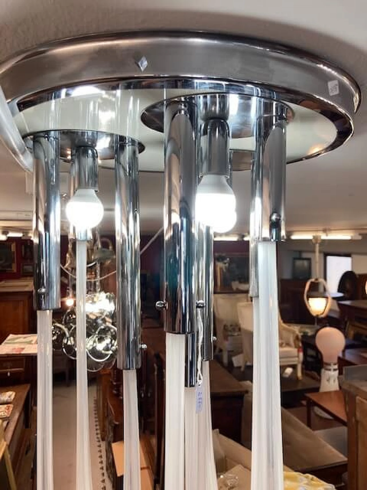 Lampadario in vetro di Murano e metallo di Venini, anni '70 1381859