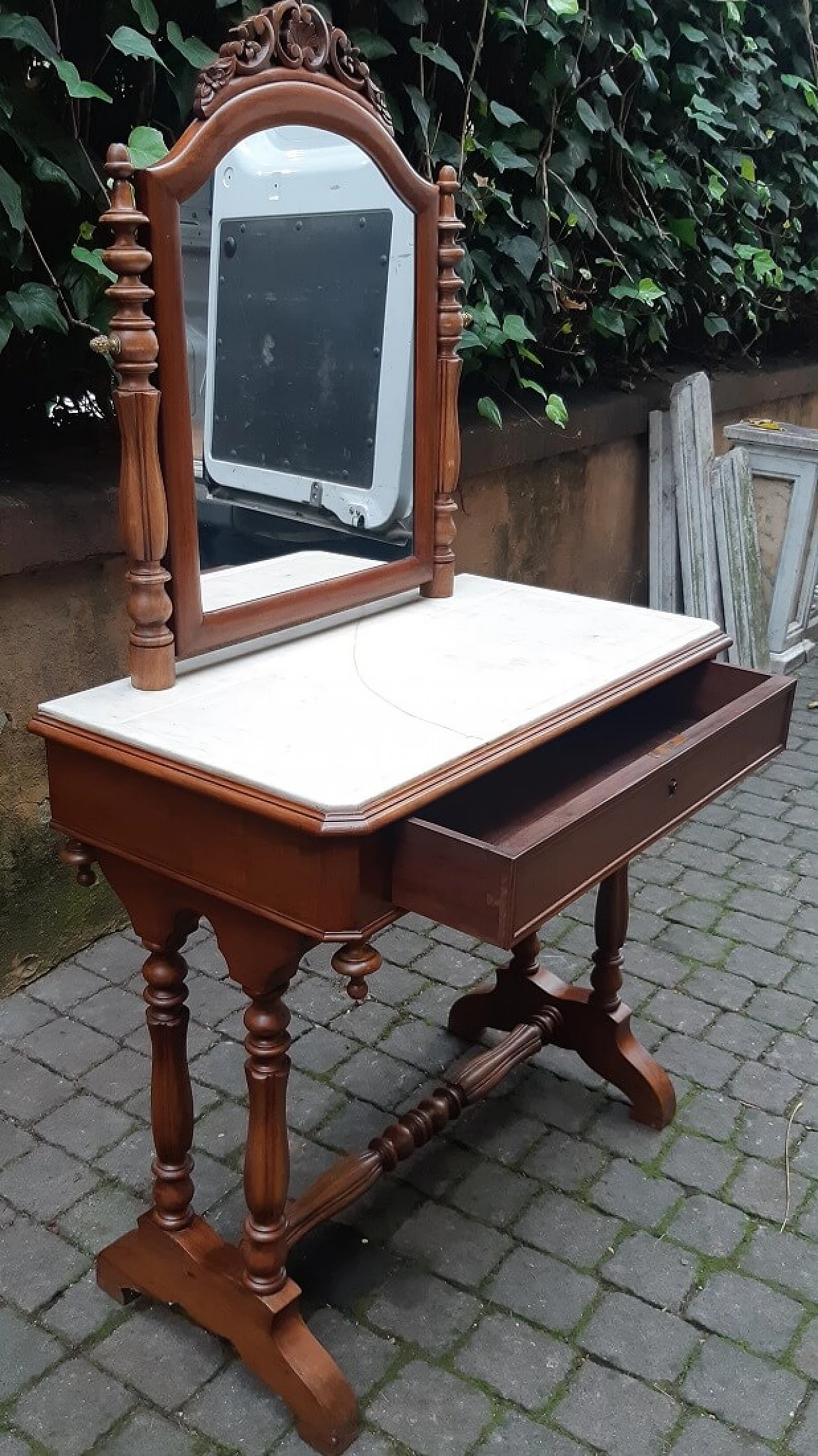 Louis Philippe dressing table with Carrara marble top, 19th century 1382012