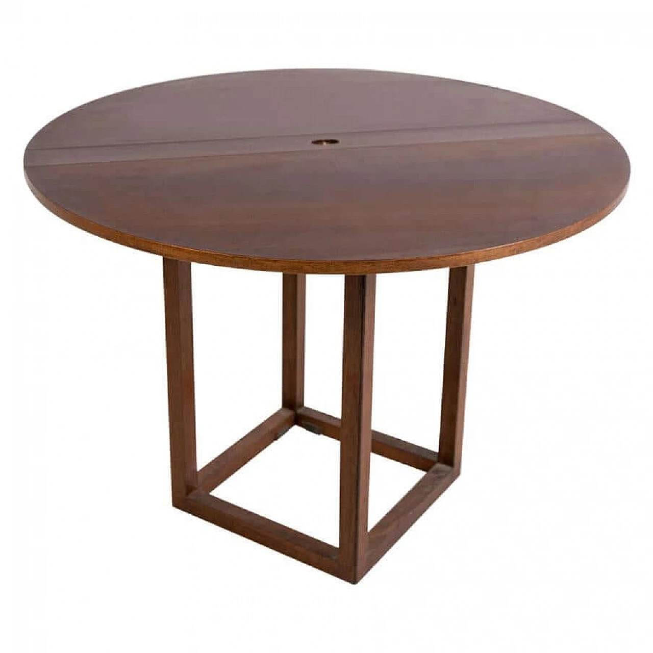 Folding round table Gabbiano di Ghianda in walnut, limited edition, 1970s 1382112