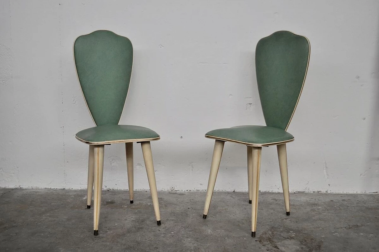 Coppia di sedie con consolle e appendiabiti in legno, tessuto e ferro di Umberto Mascagni, anni '60 1382429