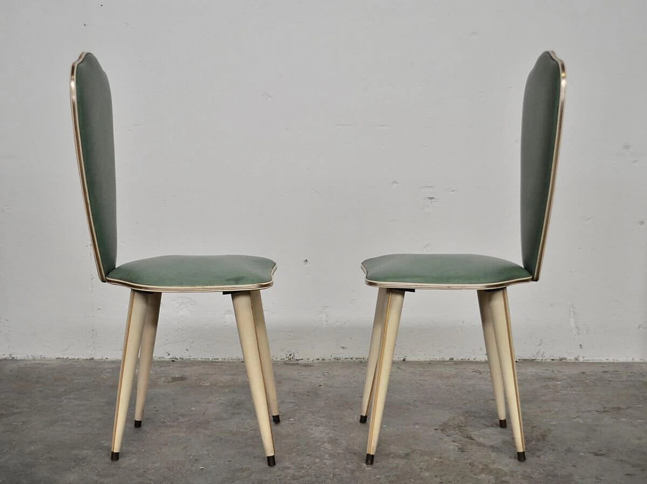 Pair of chairs with console and coat rack in wood, fabric and iron by Umberto Mascagni, 60s 1382431