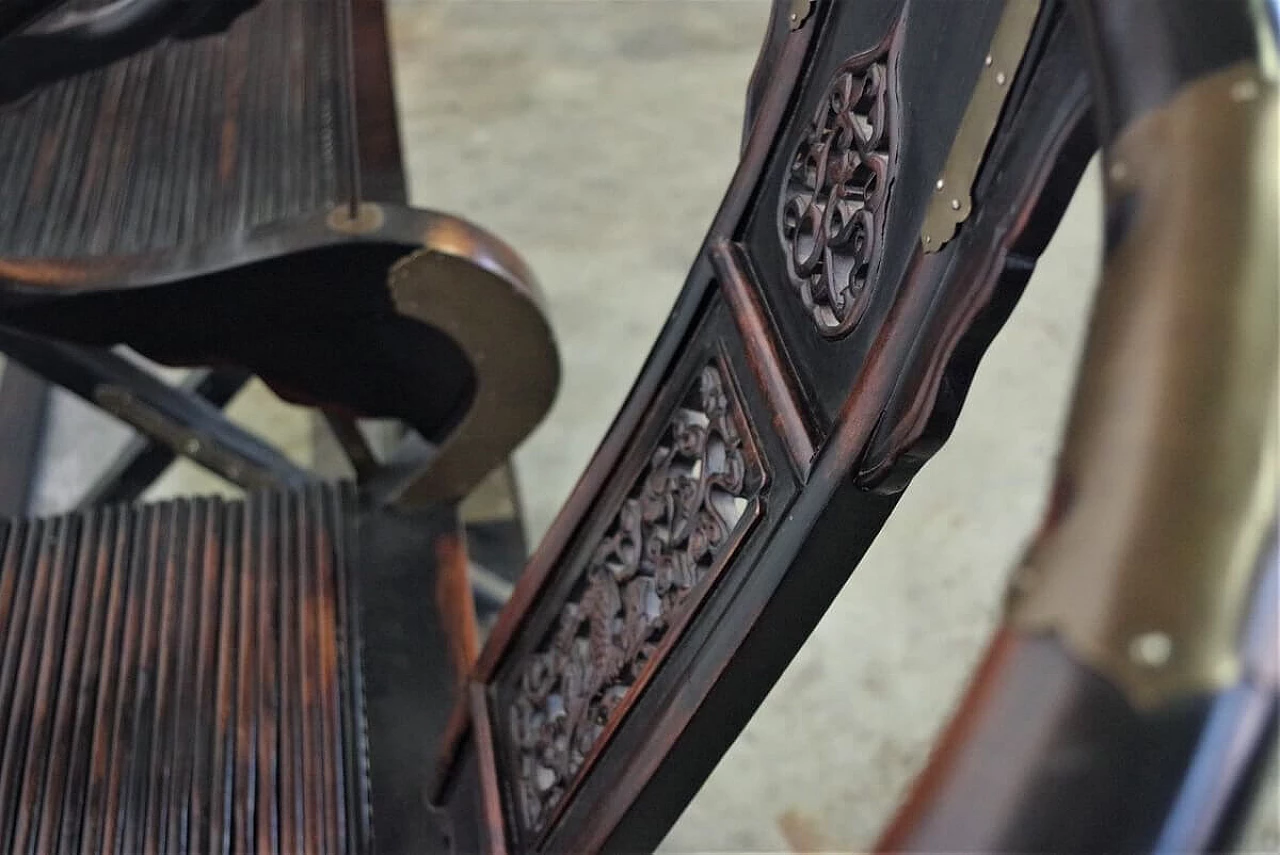 Coppia di sedie pieghevoli in legno e ottone di Ming, anni '20 1382454