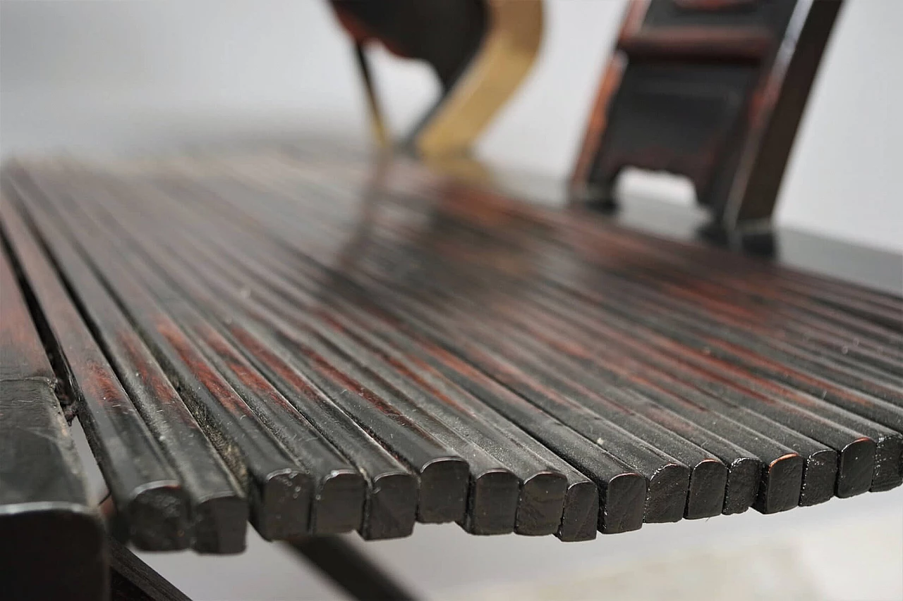 Coppia di sedie pieghevoli in legno e ottone di Ming, anni '20 1382466