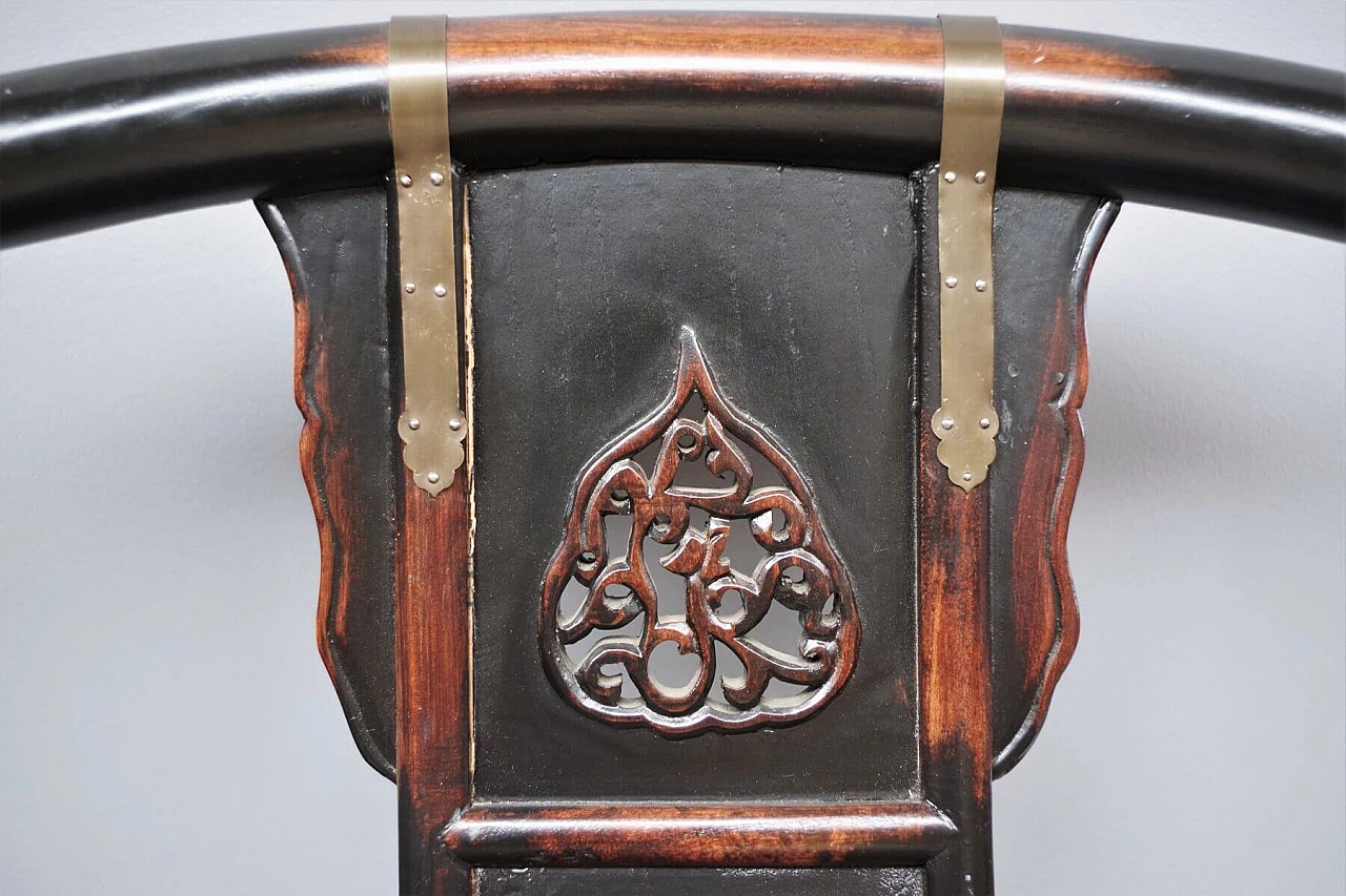 Coppia di sedie pieghevoli in legno e ottone di Ming, anni '20 1382473